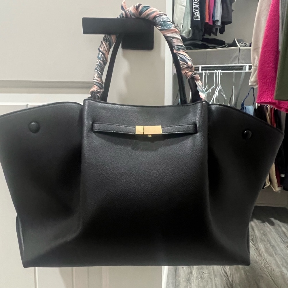 Amazon Black Tote Bag with Gold Accent